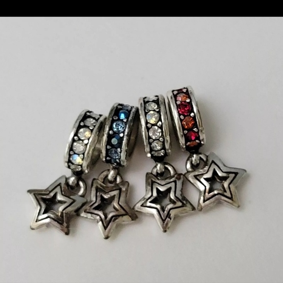 Brighton SHOOTING STAR Red Blue Clear Spacer Charm Bead - Set Of 4 - Picture 2 of 4